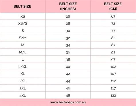 Fendi belt size chart